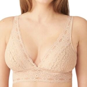 WACOAL 34 Bralette Wireless Halo Lace Soft Cup Nude Bra
